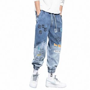 Autumn Kpop Fi Style harajuku Slim Fit byxor Lossa alla matchar casual graffiti byxor leggings jeans tryckta fickor byxor p10f#