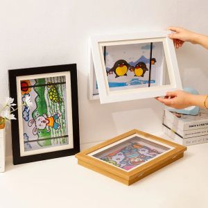 Moldura nova crianças quadros de arte abertura frontal mutável moldura de parede tamanho a4 desenho arte quadro para imagem 3d cartaz exibição