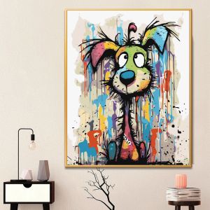大人の抽象犬ドロップシッピングキャンバスオイルペイントの数字による数字絵画家の装飾
