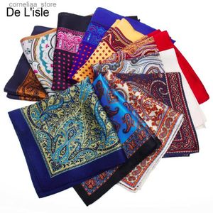 Handkerchiefs Spring New Arrival% Natural Silk Handmade Pocket Handle Premium Square Hanky Gift Box Y240326