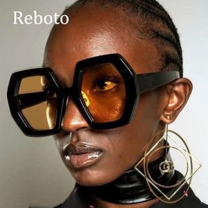 Sunglasses Square Irregular Women Oversized Polygon Luxury Yellow Shades Sun Glasses Female Elegant Eyewear UV400