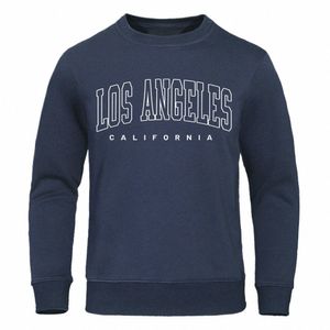 U.S.A Los Angeles California City Letter tryckt för män FI Casual Sweatshirt Löst överdimensionerade kläder O-Neck Warm Streetwear 87cr#