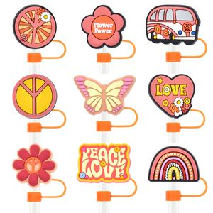 love and peace series straw cap, straw dust cap, 10mm drink, milk tea, straw plug cover universal