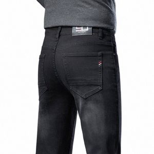 Herr FI Slim Fit Jeans Classic Grey Stretch Cott Straight Denim Pants Brand Busin Casual Autumn Mane Trousers C2NP#