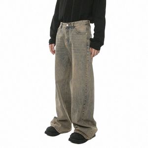 iefb erkekler bol kot pantolon stil yıpranmış gevşek geniş bacak denim pantolon şık d Bir sokak kıyafeti vintage erkek pantolon 9c2019 00bm#