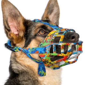 Muzzles Dog Muzzle, Silicone Basket Muzzle for Small Medium Large Dogs, Soft Cage Muzzle Prevent Biting Chewing, Allow Drinking Panting,