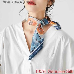 Halsdukar kvinnor% siden fyrkant halsduk mode tryckt liten halsduk kontor kvinnor hårband grundare kerchief kvinnor band sjal q240326