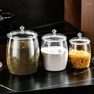 Garrafas de armazenamento de plástico transparente caixa selada cereais jar farinha arroz nozes feijão recipiente de alimentos secos claro cozinha despensa organizador caixas