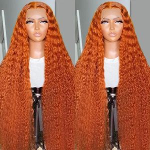 Cosdelu 250 Density 30 40 Inch Orange Ginger Deep Wave Wig 13x6 Lace Frontal Human Hair 13x4 Lace Front Wigs Curly for Women