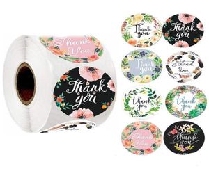 500pcsroll Round Floral Thank You Stickers 1inch for Wedding Favors and Party Handmade Stickers Envelope Seal Stationery Sticker3941103