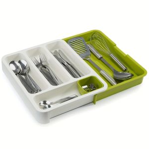 Cassetti 1pc Vassoio portaposate multiuso espandibile, Piastra per riporre il set di posate in plastica per cassetto della cucina modulare Scatola di immagazzinaggio