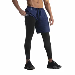 2023 calças esportivas masculinas fitn terno falso duas peças correndo calças de secagem rápida calças elásticas ginásio wear calças para homem i5Jc #