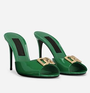 Luxury brand Keira sandals Women's mule genuine leather green black exposed toe high heels Women's comfortable walking shoes EU35-43 with box