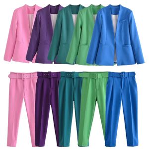 Taop Za Prodotto per l'inizio della primavera Cappotto da abito slim fit moda e temperamento da donna Set di pantaloni piccoli 240326