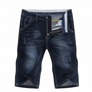 kstun Summer Shorts Jeans Men Denim Pants Stretch Dark Blue Fi Design Men's Jeans Slim Straight Male Short Jeans Hombre O8NN#