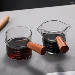 Şarap kadehleri, yalıtılmış ahşap saplı çift baharat kahve paylaşım potası klasik espresso cam ev mutfak ölçüm