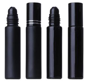 fashional nuovo 10ML nero bottiglia di olio essenziale rotolo di vetro su bottiglie di profumo di cristallo roller ball bottiglia nera opaca lucida7929478