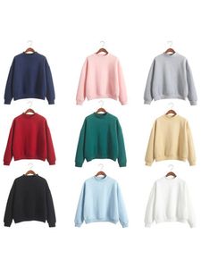 Mulheres kintted outono simples casual moletom redondo ncek pulôver feminino hoodies manga longa solta cor sólida outwear topos 240318