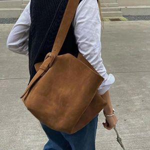 Shoulder Bags 2024 Suede Bucket Bag Women's Shoppers Large Capacity Handbag Fashion Casual Versatile Crossbody For Women