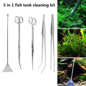 Verktyg Aquatic Plants Tools Aquarium Scissor pincett Spatula Tool Set rostfritt stål rengöringsverktyg för akvariumunderhåll