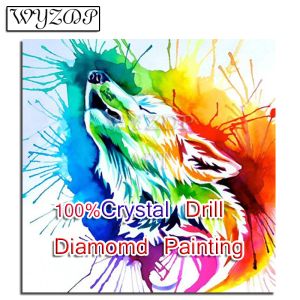 Costura 100% Crystal Diamond Pintura Wolf Picture Full Square Mosaic Bordado Diamond Art Cross Stitch Set Manual Home Doceração