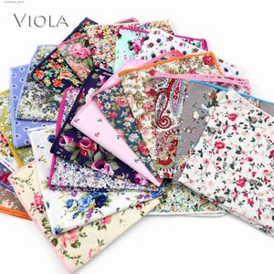 Näsdukar Bandanas Durag färgglada blommorhandtag 100% Pure Cotton Hanji 23cm Kvinnor och människa festfickor Square Gift Tailcoat Bow Accessories Y240326