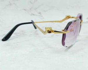 Tasarımcı güneş gözlükleri panter elmas kesim fransız sürüş gölgeleri gözlük lüks rimless erkek aksesuarları moda güneş cam1328144