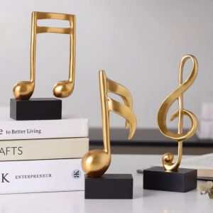 Sculptures 3Pcs Resin Music Notes Ornaments for Home Decoration Figurine Piano Statue Sculpture Decorations Room Decor Sculptures Figurines