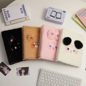 Albums Fluffy Cat Bear A5 Binder Photocard Holder Cute Plush Photo Album Kpop Idol Photocards Collect Book School Notebook Stationery