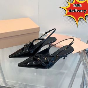 Luxur Designer High Heels Summer New Shoes Dress Shoes Women Slingback Pump Sandaler Leather Pumpar Fashion Womens Wedding Party Sandal