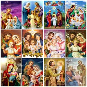 Stitch DIY Diamond Painting Portrait of Holy Family Handicraft Diamond Embroidery Cross Stitch Christian Catholic Religion Wall Decor