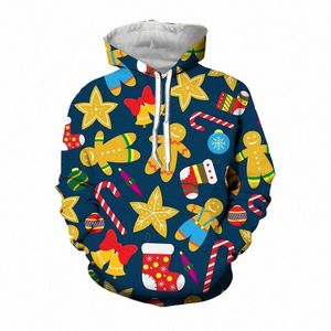 merry Christmas Gingerbread Man Sock Graphic Sweatshirts Xmas Funny Gifts Hoodies For Men Clothing Casual Women Pullovers Hoody C2DI#