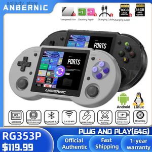 Портативные игровые плееры ANBERNIC Новая портативная игровая консоль RG353P 3,5-дюймовый мультисенсорный экран Система Android Linux HDMI-совместимый плеер 64G 4400 Игры Q240326