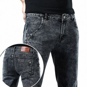 män märke mager jeans högkvalitativa smala joggar sträcker avslappnad blå klassisk versi fi ungdomar manliga denim byxor 89e1#