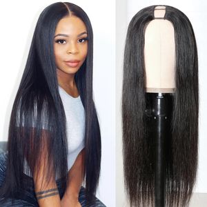 Straight Wigs Cheap U Part Wig Brazilian Human Hair Wigs for Women Virgin Hair Glueless Middle U Shape Wig 180 Density Wholesale