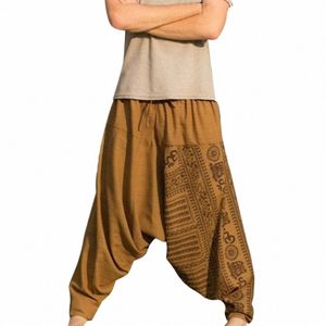 men Plus Size Casual Pants Baggy Cott Linen Hip Hop Joggers Streetwear Loose Drop Crotch Trousers Harem Pants Pantal Hombre L6ZA#