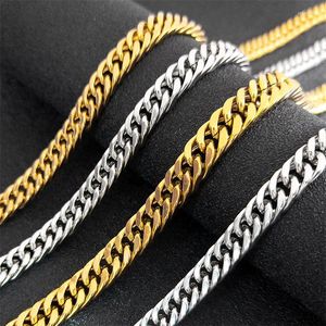 Catene Collana a catena a maglie spesse in acciaio inossidabile vintage da 6 mm per uomo donna Regalo di gioielli girocollo classico con doppia fibbia color oro argento