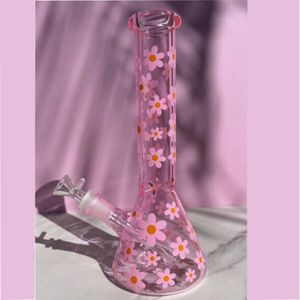 Cam su bongs nargile daisy renkli bong downstem persc beher dab teçhizatlar 14mm kase ile sigara su borusu