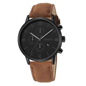 Mode Genève Men Date Alloy Case Syntetic Leather Analog Quartz Sport Watch Man Clock Top Brand Luxury Relogio Masculino D30290D