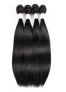 Brasilianska raka mänskliga hårbuntar färg 1 jet svart indiska peruanska hårbuntar 3 eller 4 buntar 1022 tum remy mänskligt hår ex9495644