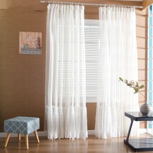 Curtains White Luxury Lace Tulle Bottom Skirt French Romantic Sheer Curtains For Living Room Bedroom Kitchen Window Home Decor Cortinas