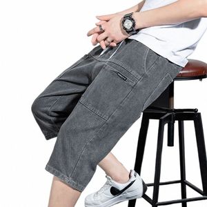 new Mens Summer Denim Short Men Jeans Fi Streetwear Hip Hop Lg 3/4 Capri Cargo Shorts bermuda masculina ropa hombre l3I6#