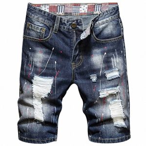 2023 Mens Ripped Short Jeans Clothing Bermuda Cott Shorts Breathable Denim Shorts Male New Fi Size 28-40 Q1na#