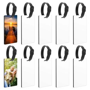 Rails 5/10 Sets Sublimation Blank Luggage Tags with Strap Double Sided Travel Tags Heat Transfer Name ID Card DIY Identify Label