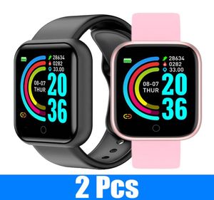 2 Stück Y68 Smartwatches für Herren, Applewatch, Fitness-Tracker, kompatible iPhone- und Android-Handys, Uhren, runde Smartwatch, Herz, Digital4823603