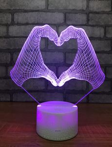 LED Acrylic Bed Custom 3D Small Night Lights Lights Heart Hand Dekorationer gåva för babyrumsljus USB LED Kids Lamp7012332