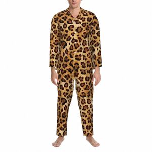 leopard Print Pajama Sets Wild Animal Print Kawaii Sleepwear Unisex Lg-Sleeve Casual Loose Sleep 2 Pieces Home Suit Big Size 27Uy#