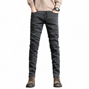 мужские узкие серые джинсы Fi повседневные эластичные тонкие корейские синие байкерские джинсовые брюки-карандаш мужские хип-хоп брендовая одежда E1eE #