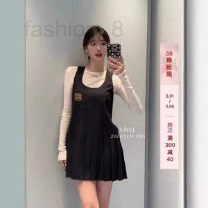 Basic & Casual Dresses Designer Quality dresses spring and summer socialite temperament college style pleated patchwork camisole skirt for women