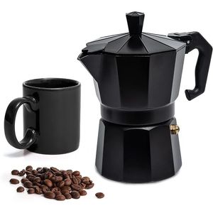 Aluminium-Moka-Kanne, 300 ml, authentische italienische Espresso-Kaffeemaschine für Herd, Zuhause, Outdoor, schwarz, rot, Kaffeekanne